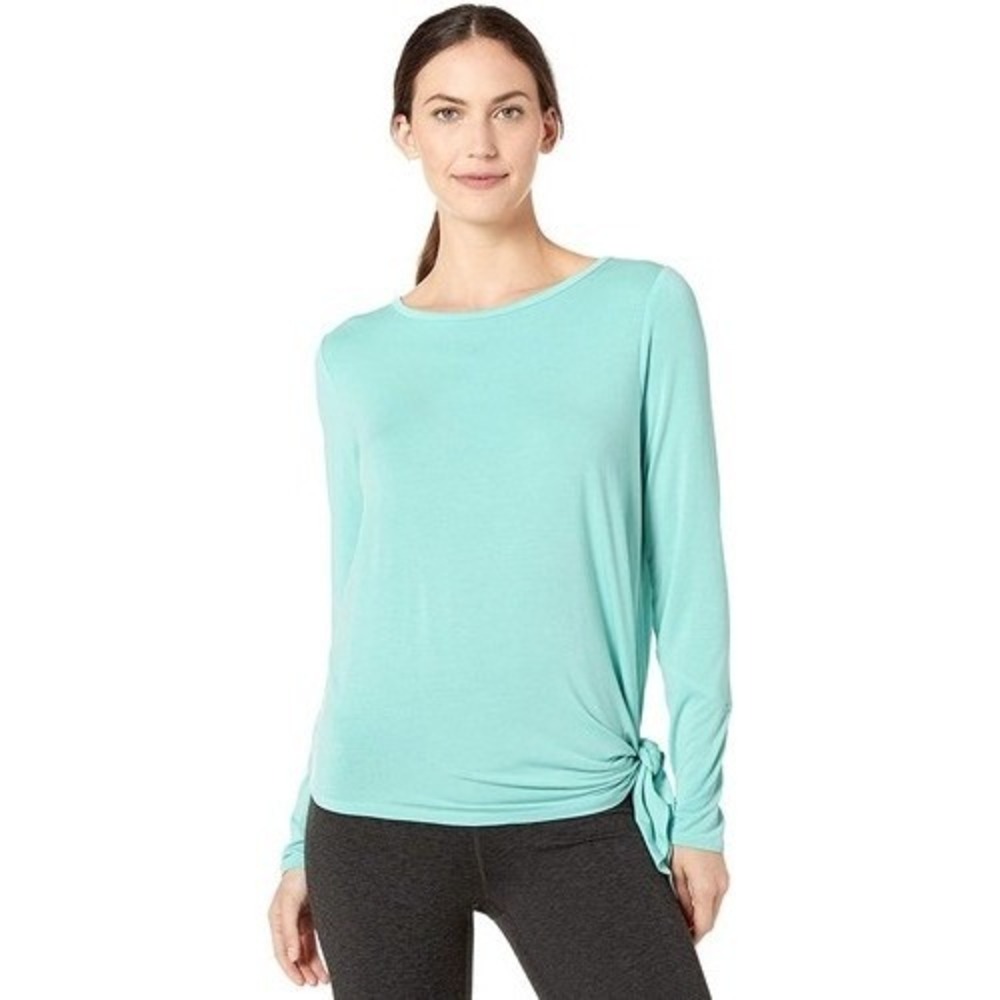 prAna Olson Top Iced‎ Aqua Long Sleeve Tie Side Open Back Womens S NWT Flawed